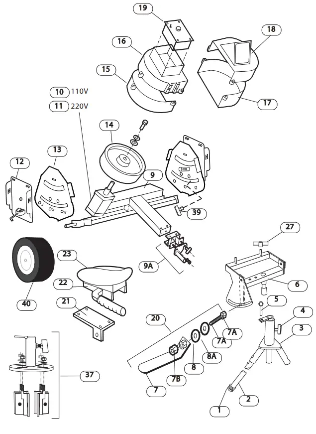 SPORTS ATTACK Rugby Training Machine - EXPLODED VIEW