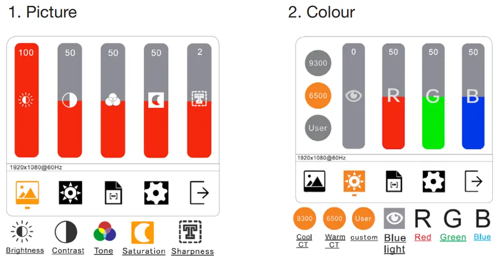 Verbatim PMT-14 Portable Touch Monitor - On-Screen Menu