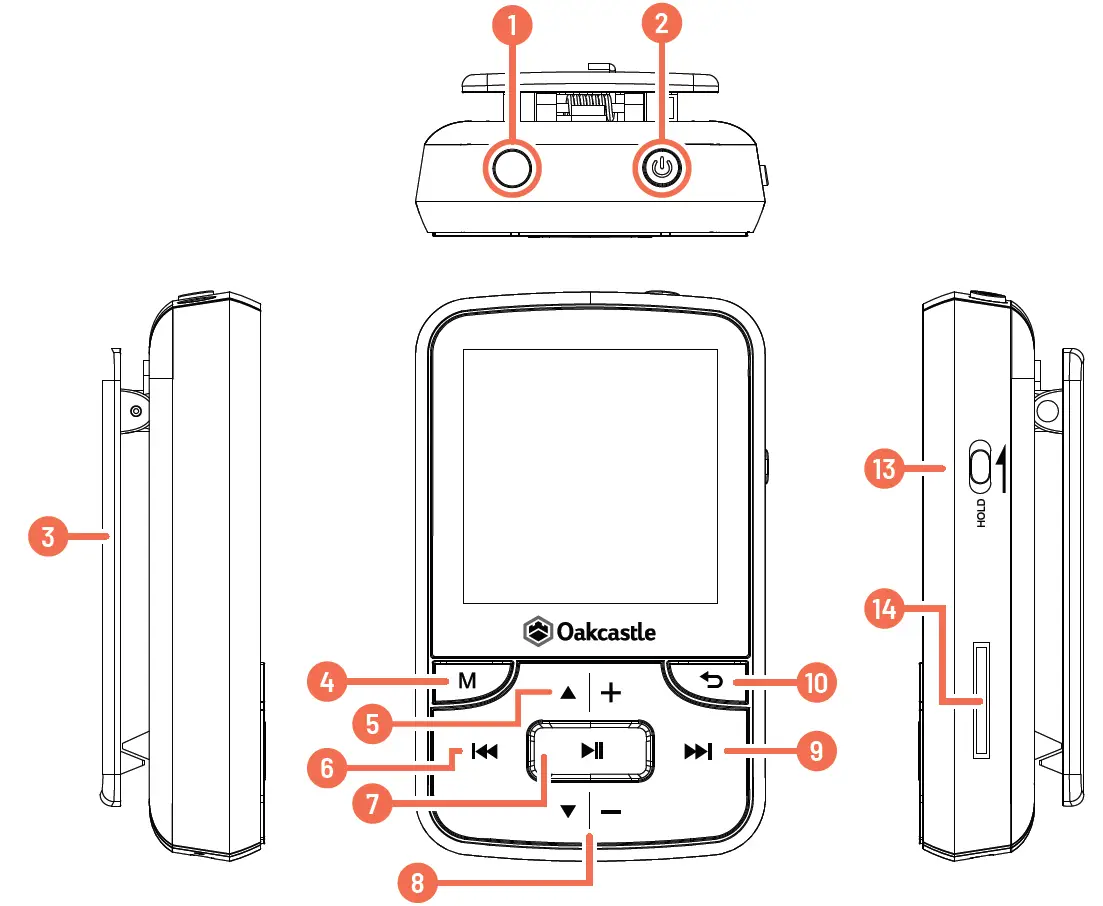 OAKCASTLE MP·100 MP3 Player control