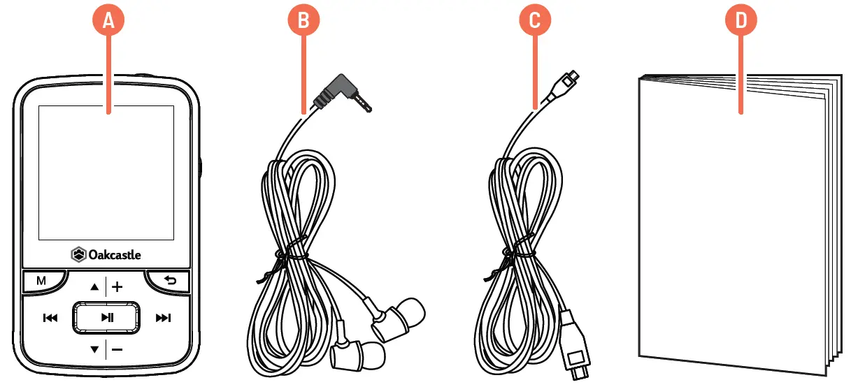 OAKCASTLE MP·100 MP3 Player in the box
