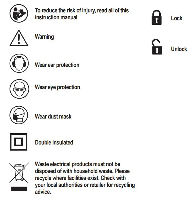 Wickes PES300 Orbital Sander Instruction Manual - SYMBOLS