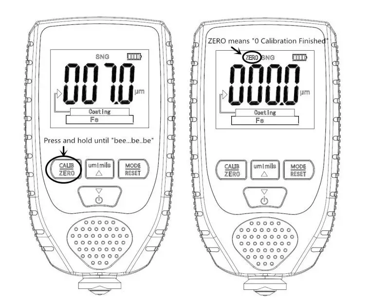 VVV-Group CM-205FN Coating Thickness Gauge - ZERO Calibration