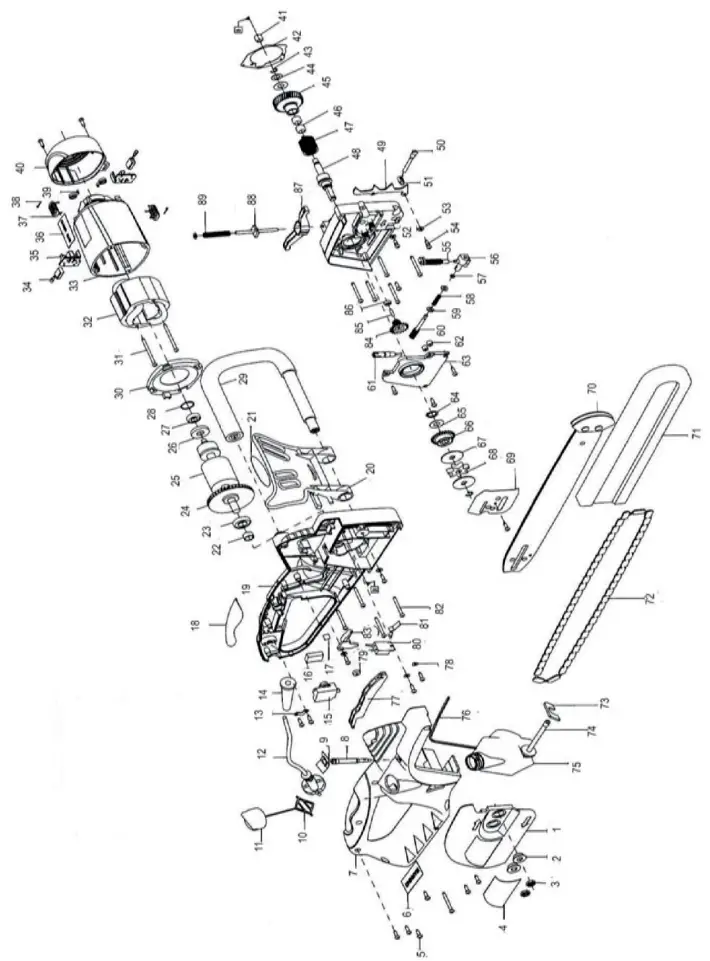 Handy THECS16 16 Inch Electric Chainsaw-PARTS DIAGRAM