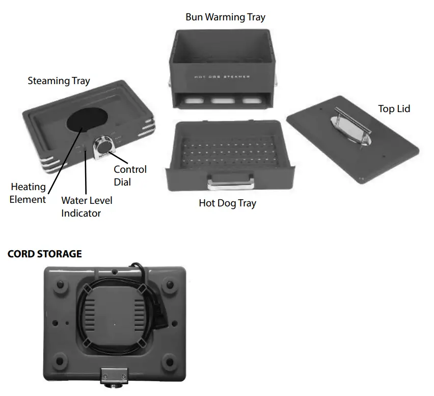 NOSTALGIA NHDS206SERIES Hot Dog Steamer -PARTS