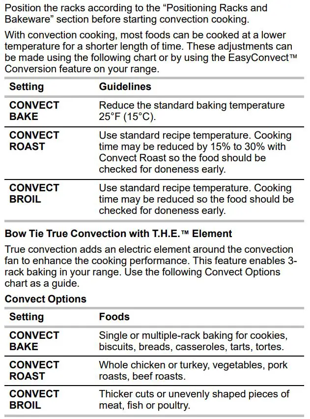 KitchenAid W11489743A Electric Freestanding Range Control User Guide - Convection Cooking
