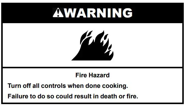 KitchenAid W11489743A Electric Freestanding Range Control User Guide - Warning Fire Hazard