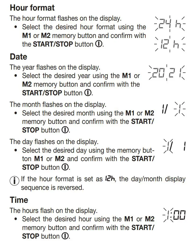 beurer BC 87 Wrist Blood Pressure Monitor Instruction Manual - Hour format