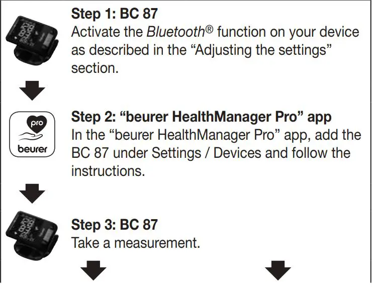 beurer BC 87 Wrist Blood Pressure Monitor Instruction Manual - To transfer the measured values