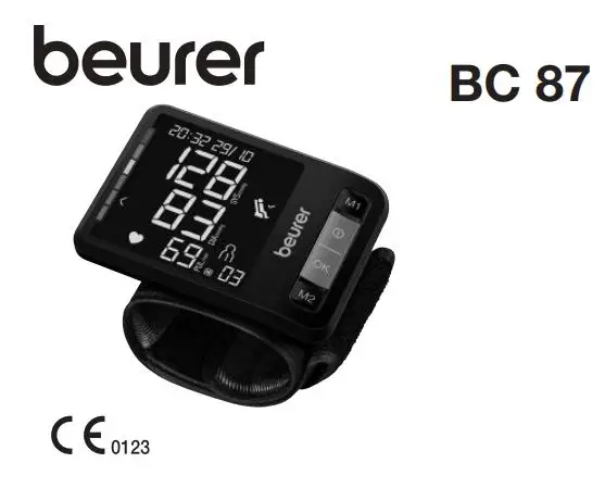 beurer BC 87 Wrist Blood Pressure Monitor Instruction Manual