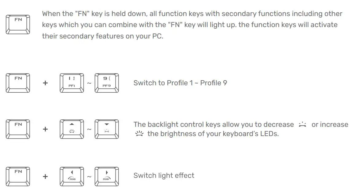 VEGA Z20 RGB Optical Mechanical Gaming Keyboard User Guide - Using Your Z20 ELITE Gaming Keyboard