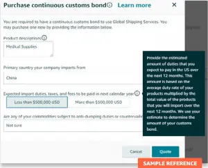 Purchase continuous customs bond 3.10