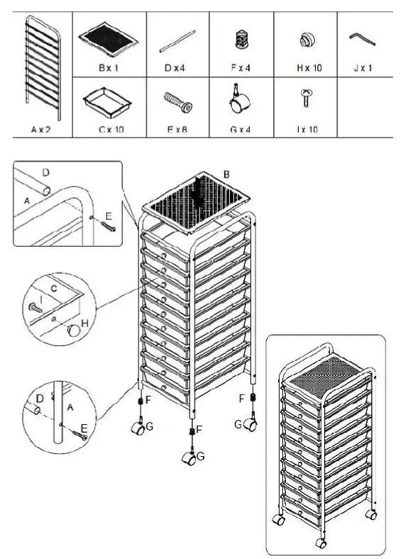Oypla-4105-10-Drawer-Storage-Trolley-fig1