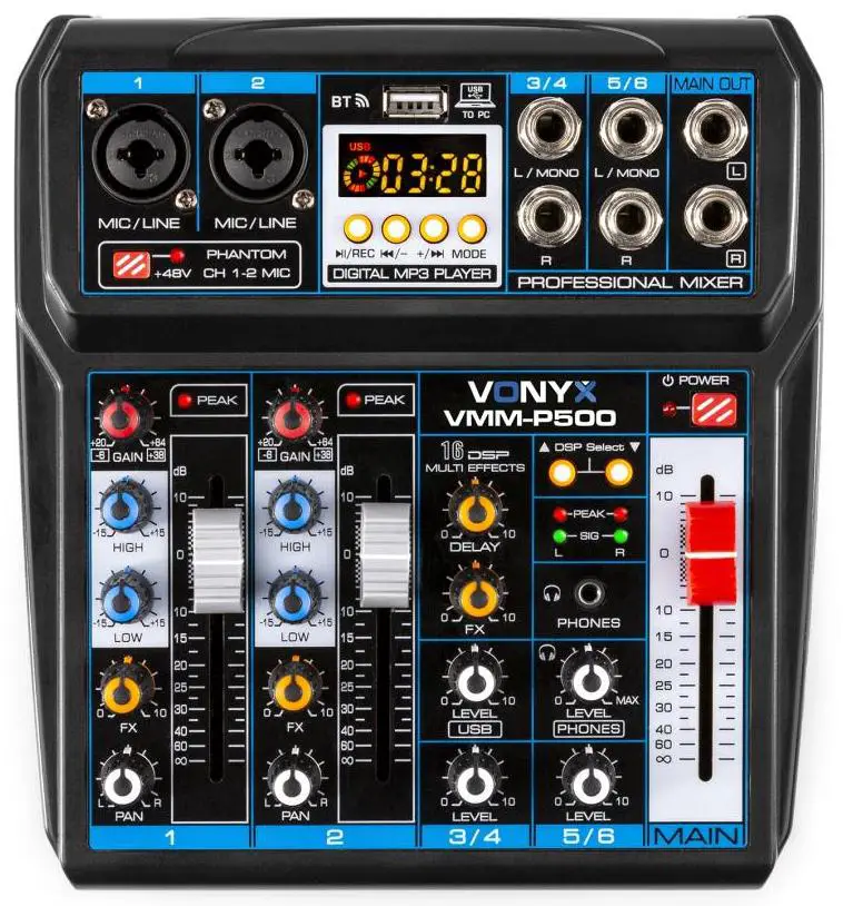 VONYX 172 580 VMM P500 4Music Mixer 4Ch BT MP3 US - Cover