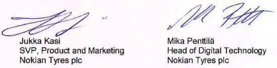 NOKIAN TYRES PLC S09001 Pressure and Temperature Measurement Sensor - sing