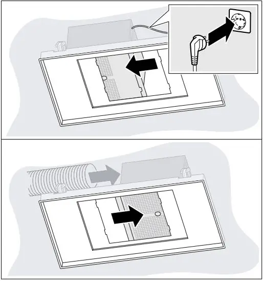 NEFF Ceiling Ventilation Instruction Manual - Push the fan box to the side and connect the power supply