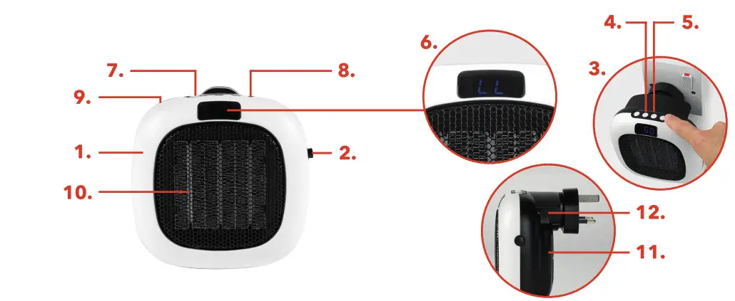 Beldray 700 W Handy Plug-In Heater - parts