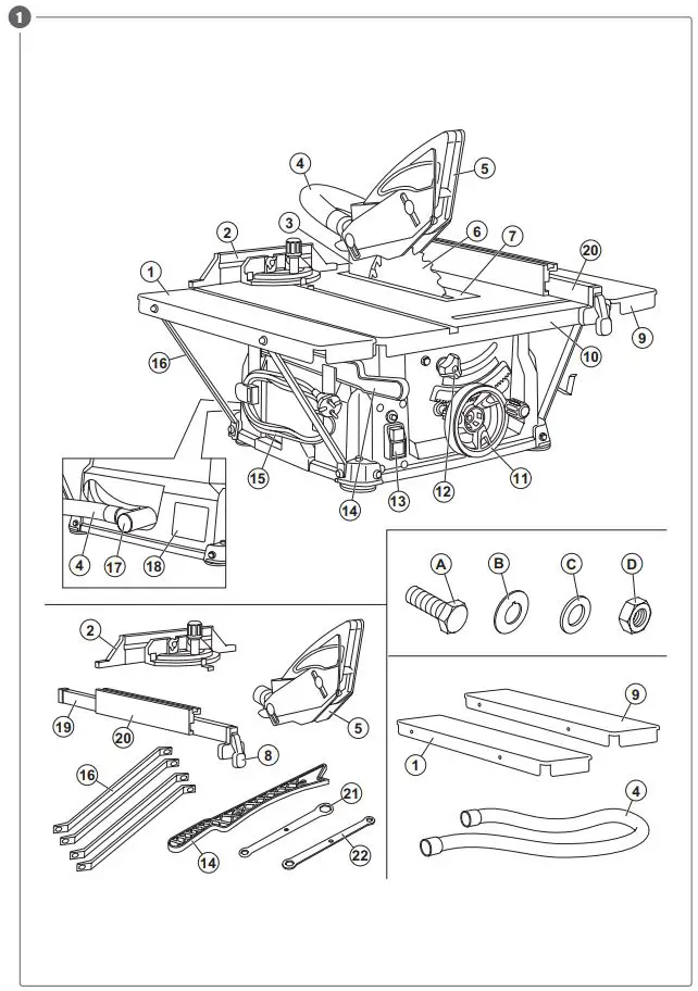 MEEC TOOLS 008804 Table Saw Instruction Manual - Fig 1