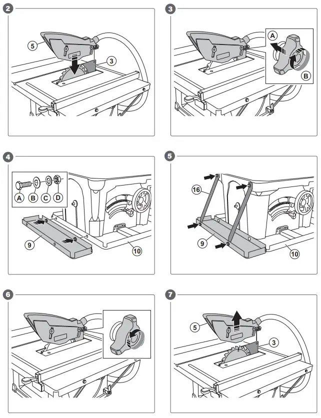 MEEC TOOLS 008804 Table Saw Instruction Manual - Fig 2,7