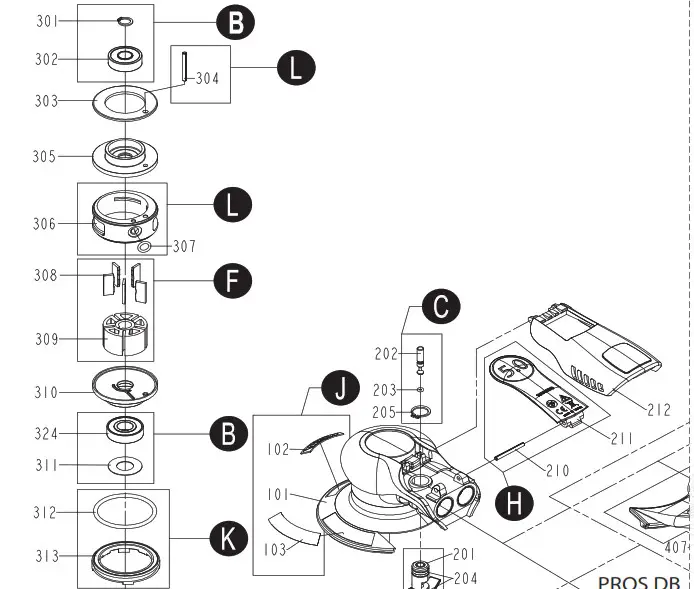 MIRKA PROS 625CV Central Vacuum Orbit - Exploded view 1