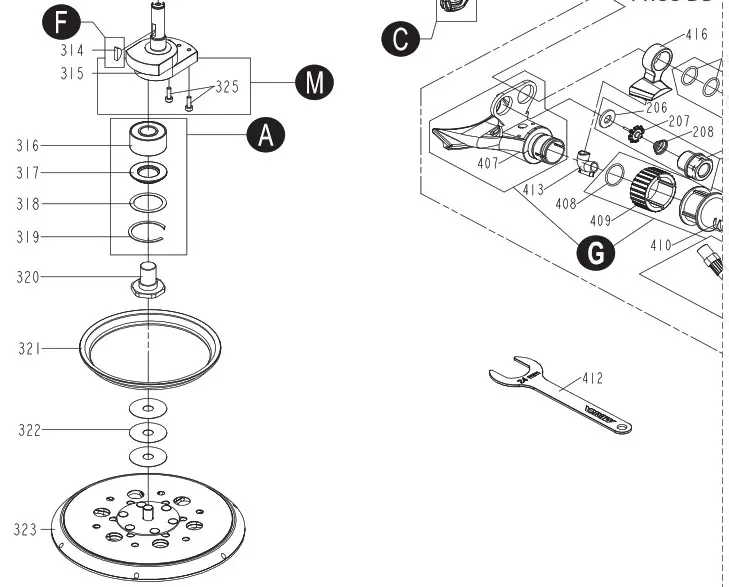 MIRKA PROS 625CV Central Vacuum Orbit - Exploded view 2