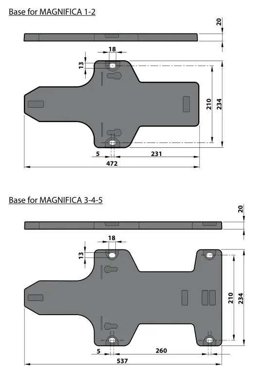 pedrollo MAGNIFICA Self Priming Water Pumps - BASE (mm)