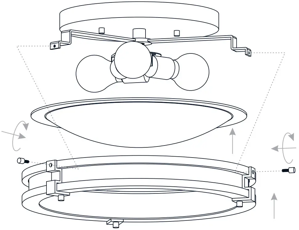QUOIZEL QFL5610NI Alexa 3 Light 15 Inch Natural Iron Flush Mount Ceiling Light - fig 8