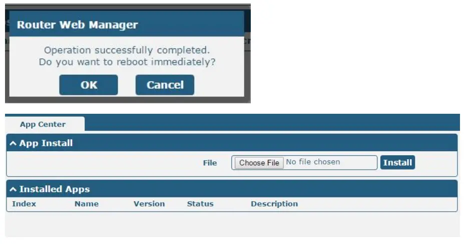 VRRP robustel App User - “e router reboot