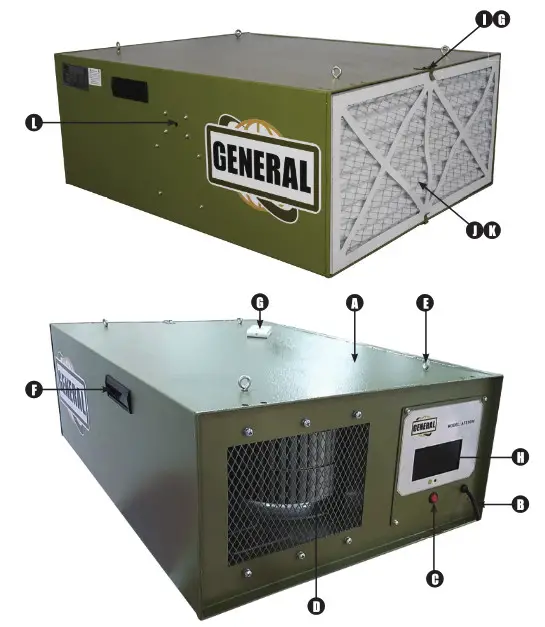 GENERAL Air Filtration 10-1000 - Identification of Main Parts And Components