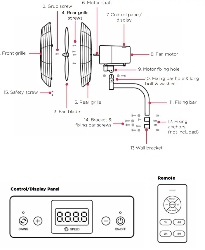 DIMPLEX DCWF75MB 75cm High Velocity Wall Fan - Fig 1