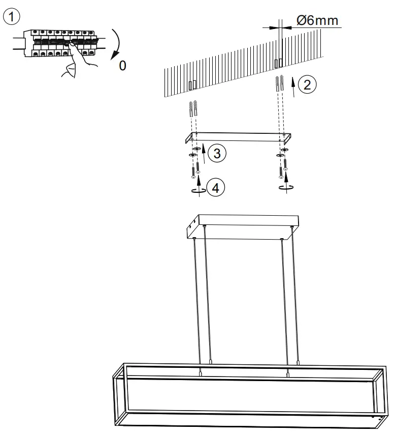 2441-18 LED Dimmable Chandelier Mounting Instructions