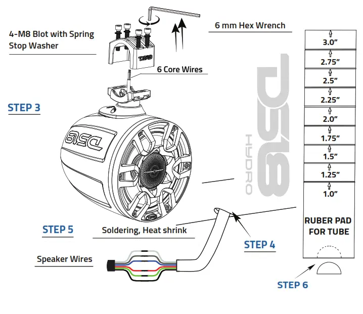 DS18 CF X8PRO 8 Inch Compact Wakeboard Tower Speakers- fig4