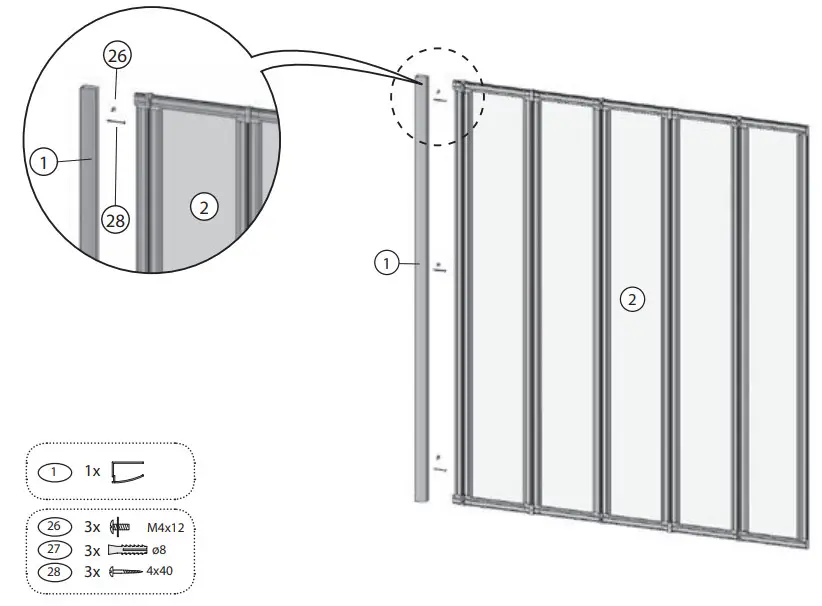 RAVAK VS5 Bathtub Curtain Screen - Figure 1