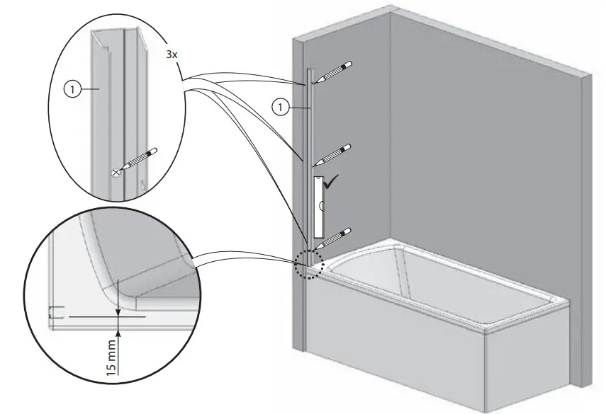 RAVAK VS5 Bathtub Curtain Screen - Figure 3