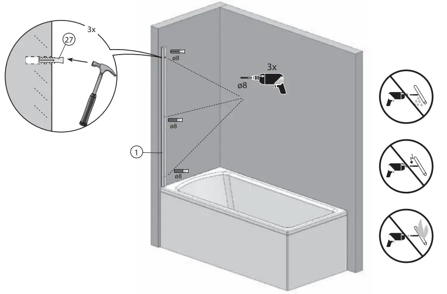 RAVAK VS5 Bathtub Curtain Screen - Figure 4