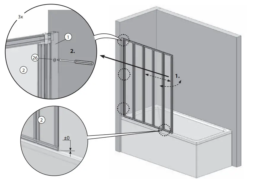 RAVAK VS5 Bathtub Curtain Screen - Figure 7