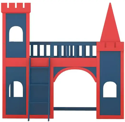 URTR T-01709-J Twin Size Castle Shaped Loft Bed