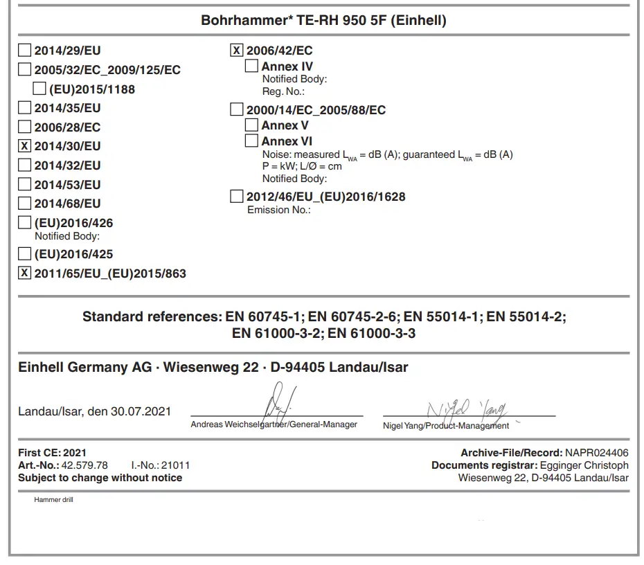 Einhell TE RH 950 5F Hammer Drill - Fig 2