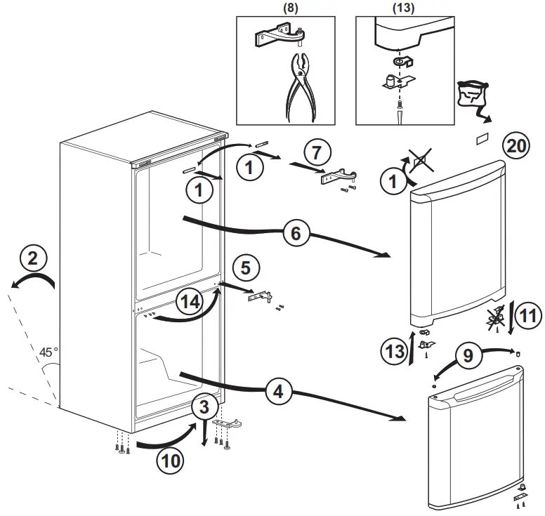 beko RCNE560E50ZXPN Refrigerator - Reversing the doors 3