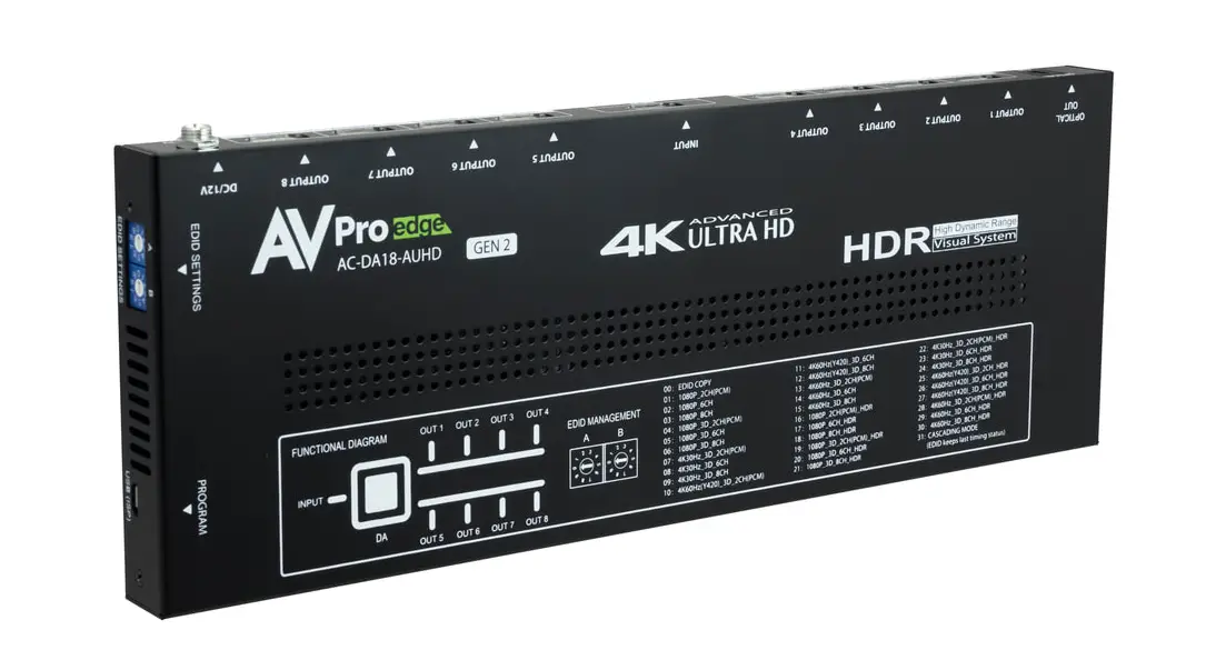 Av Pro Edge Ac-da18-auhd-gen2 Advanced Edid Management Distribution Amplifier User Manual Av Pro Edge Ac-da18-auhd-gen2 Advanced Edid Management Distribution Amplifier User Manual