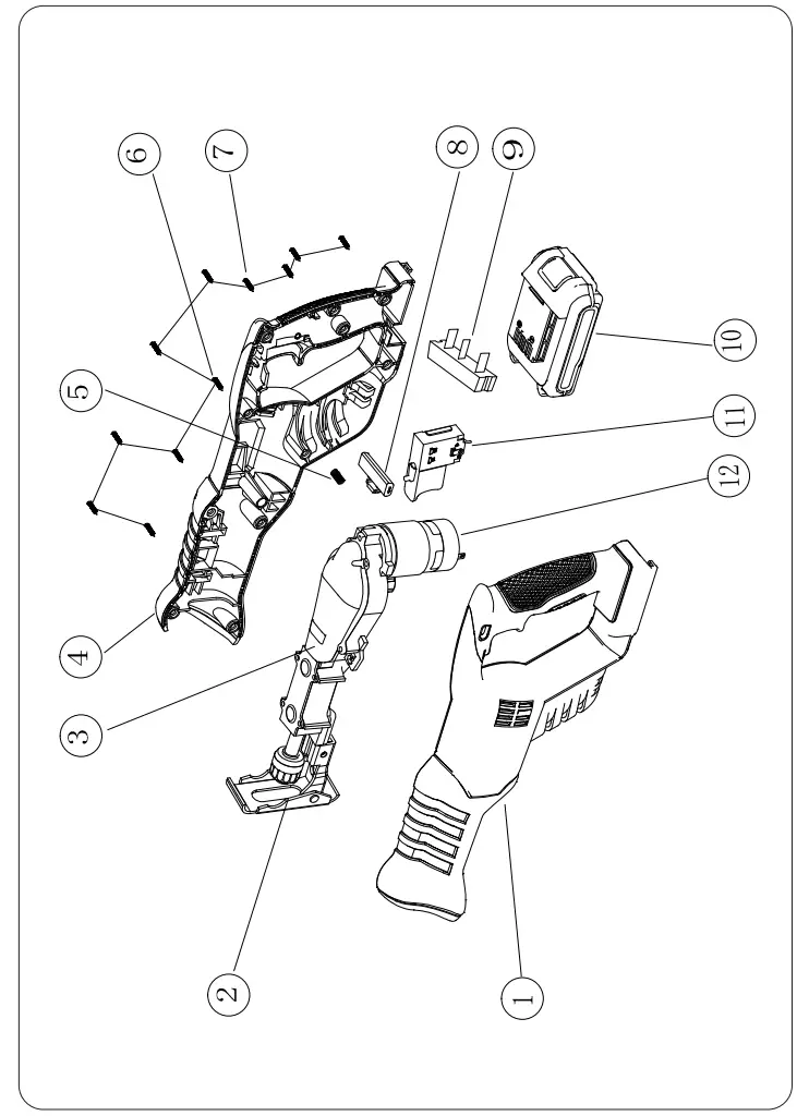 FERM RSMFERM RSM1022 20V Cordless Reciprocating Saw - Figure 31022 20V Cordless Reciprocating Saw - Figure 3