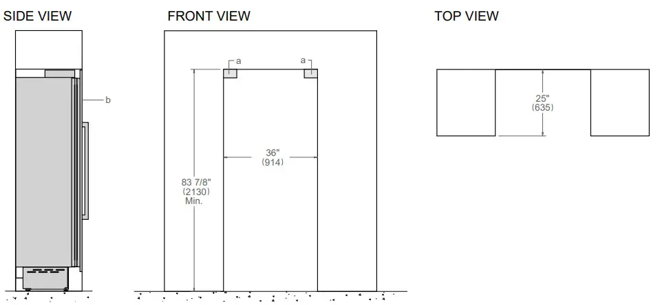 BERTAZZONI REF36BMBIPRT 36 Inch Built In Bottom Mount Refrigerator - SIDE VIEW