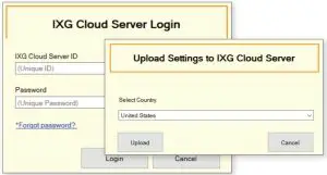 FIG 27 Upload Settings to IXG Cloud Server