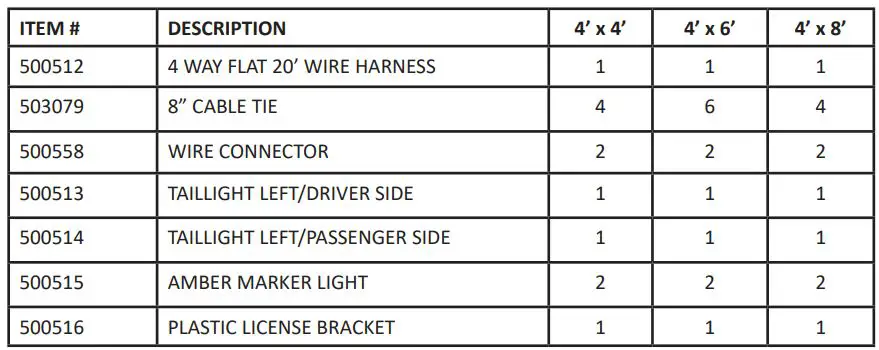 Westbrook 4′ x 8′ Galvanized Kit Trailers User Manual - Wiring & Lights