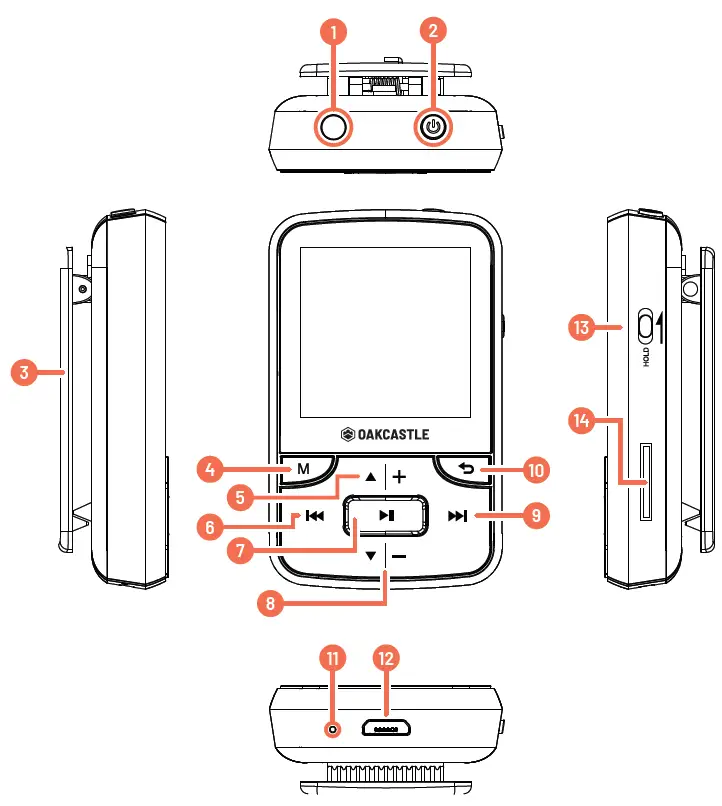 OAKCASTLE MP·200 MP3 Player control