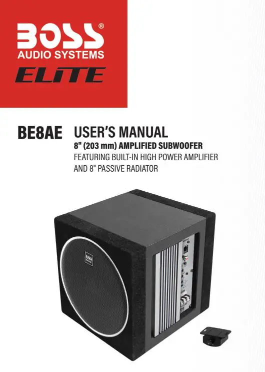 BOSS BE8AE 8″ (203mm) Amplified Subwoofer User Manual