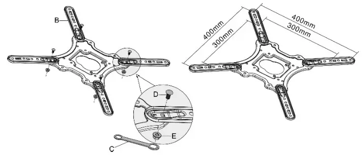 DIGITUS DA-90377 23 inch - 55 inch Universal Full Motion TV Wall Mount Bracket - Mounting Instructions 10