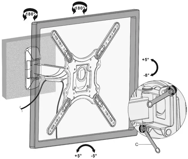 DIGITUS DA-90377 23 inch - 55 inch Universal Full Motion TV Wall Mount Bracket - Mounting Instructions 21
