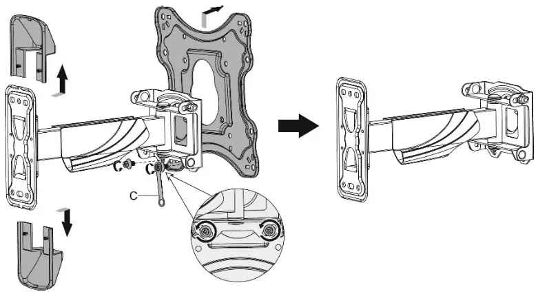 DIGITUS DA-90377 23 inch - 55 inch Universal Full Motion TV Wall Mount Bracket - Mounting Instructions