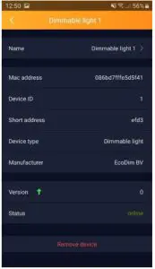 EcoDim Zigbee dimmer in to the AduroSmart-Dimmable light 1