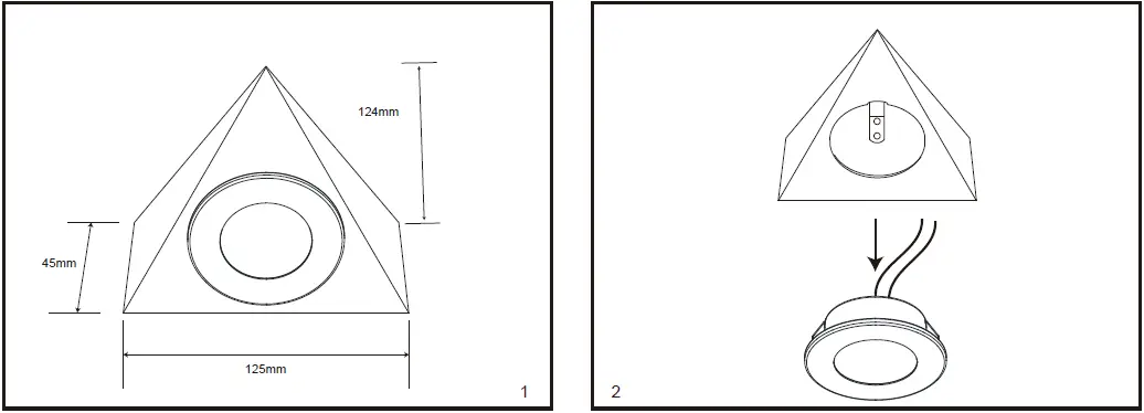 ROBUS RYA2P530-13 Brushed Chrome Triangular Surface Mounted Mains Voltage LED Cabinet Light-1